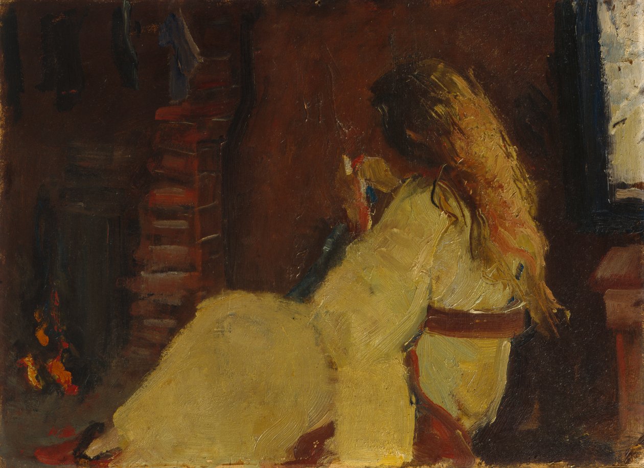 Şöminenin yanında kuru saç by Oda Krohg