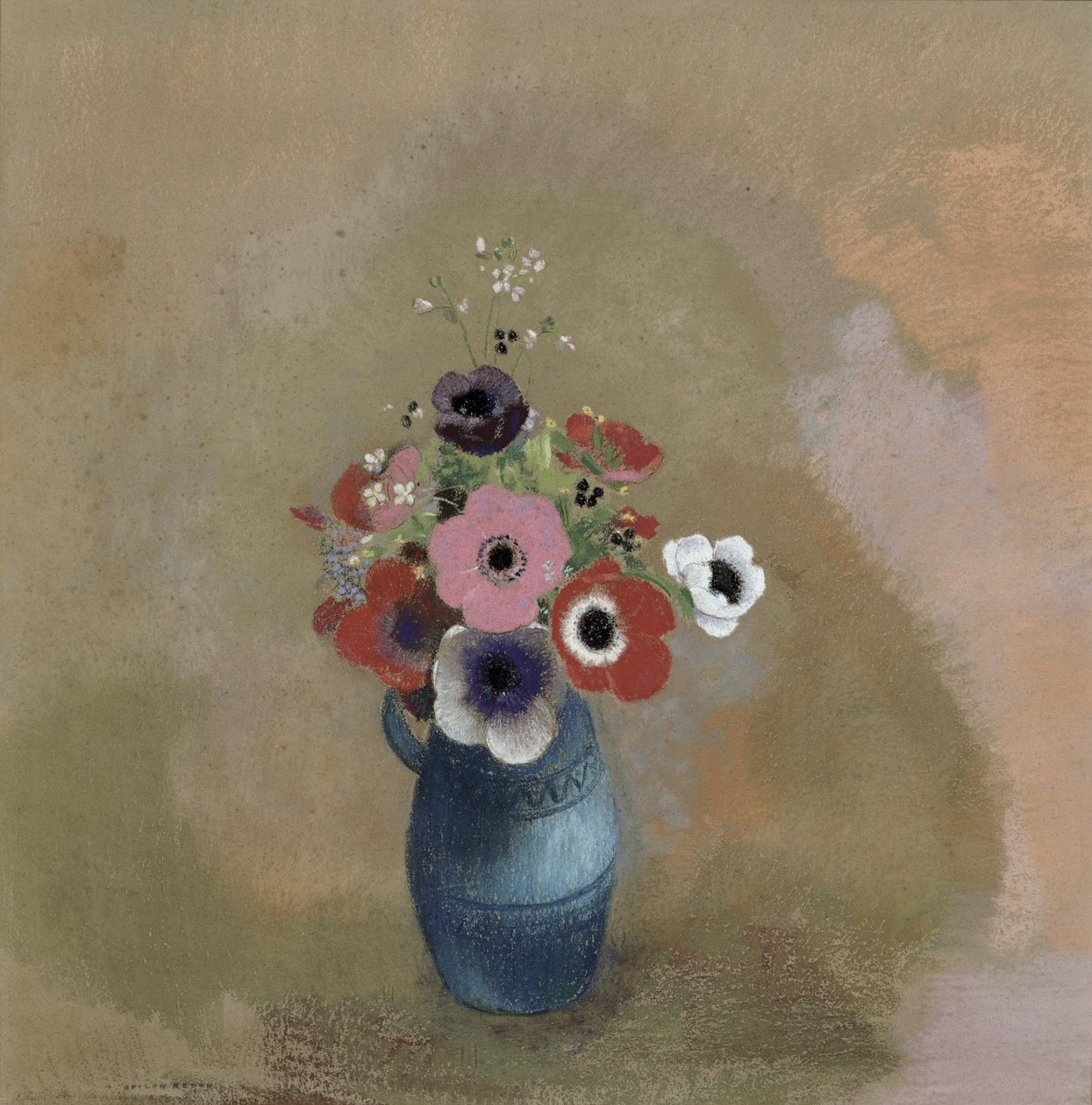 Anemon buketi (pastel) by Odilon Redon