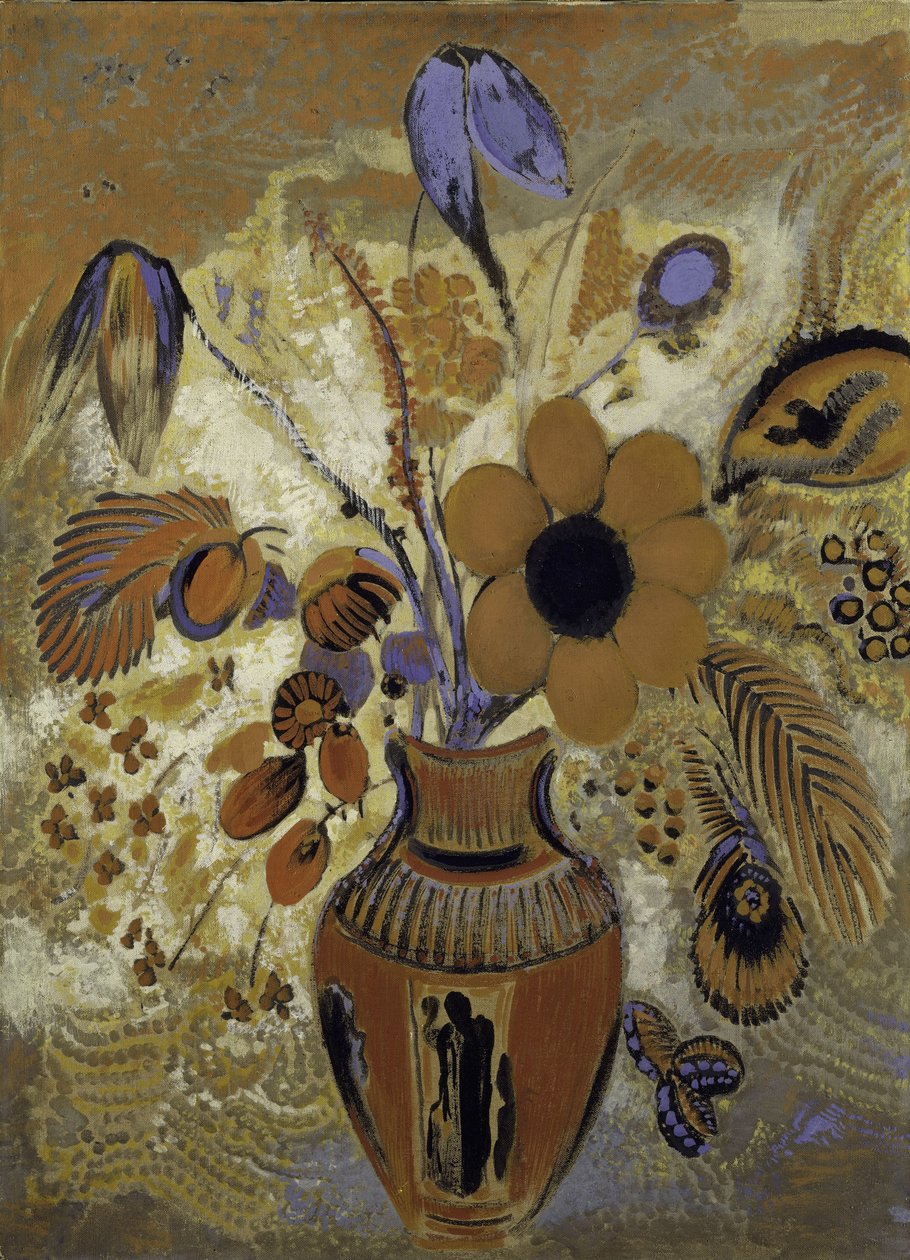 Çiçekli Etrüsk Vazo, 1900-10 by Odilon Redon