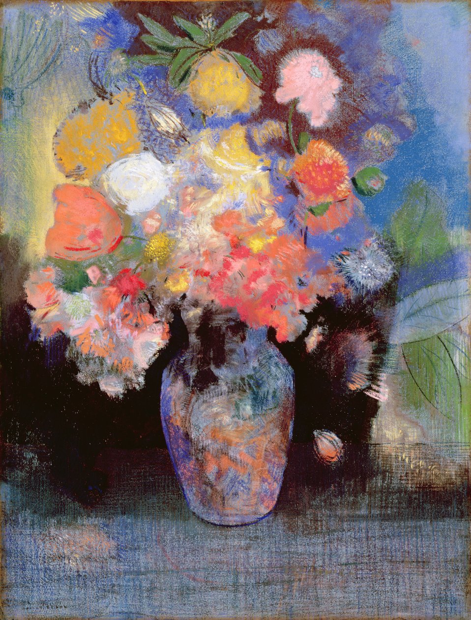 Çiçekler, 1900 (kağıt üzerinde pastel) by Odilon Redon