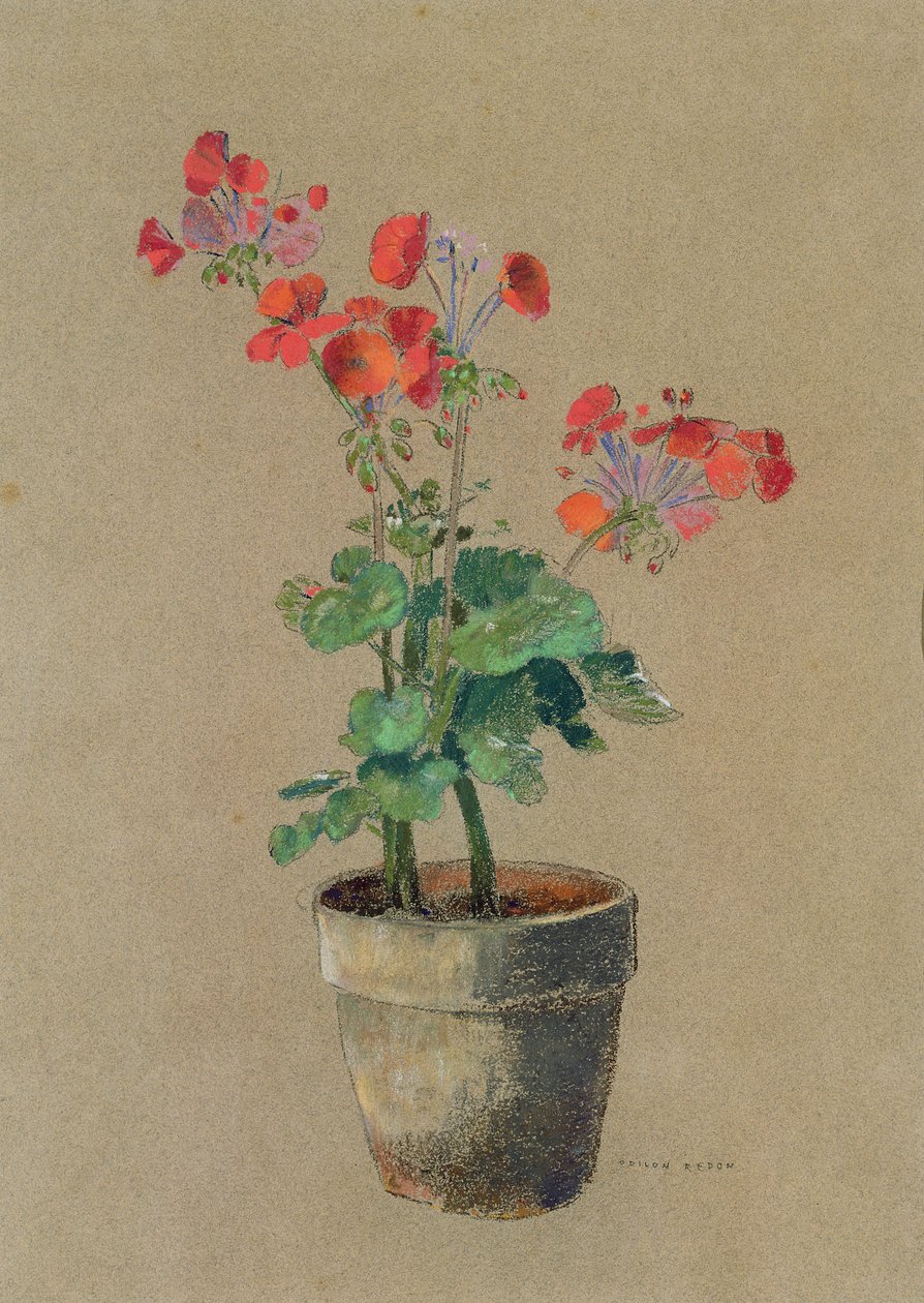 Bir tencerede sardunyalar (pastel) by Odilon Redon