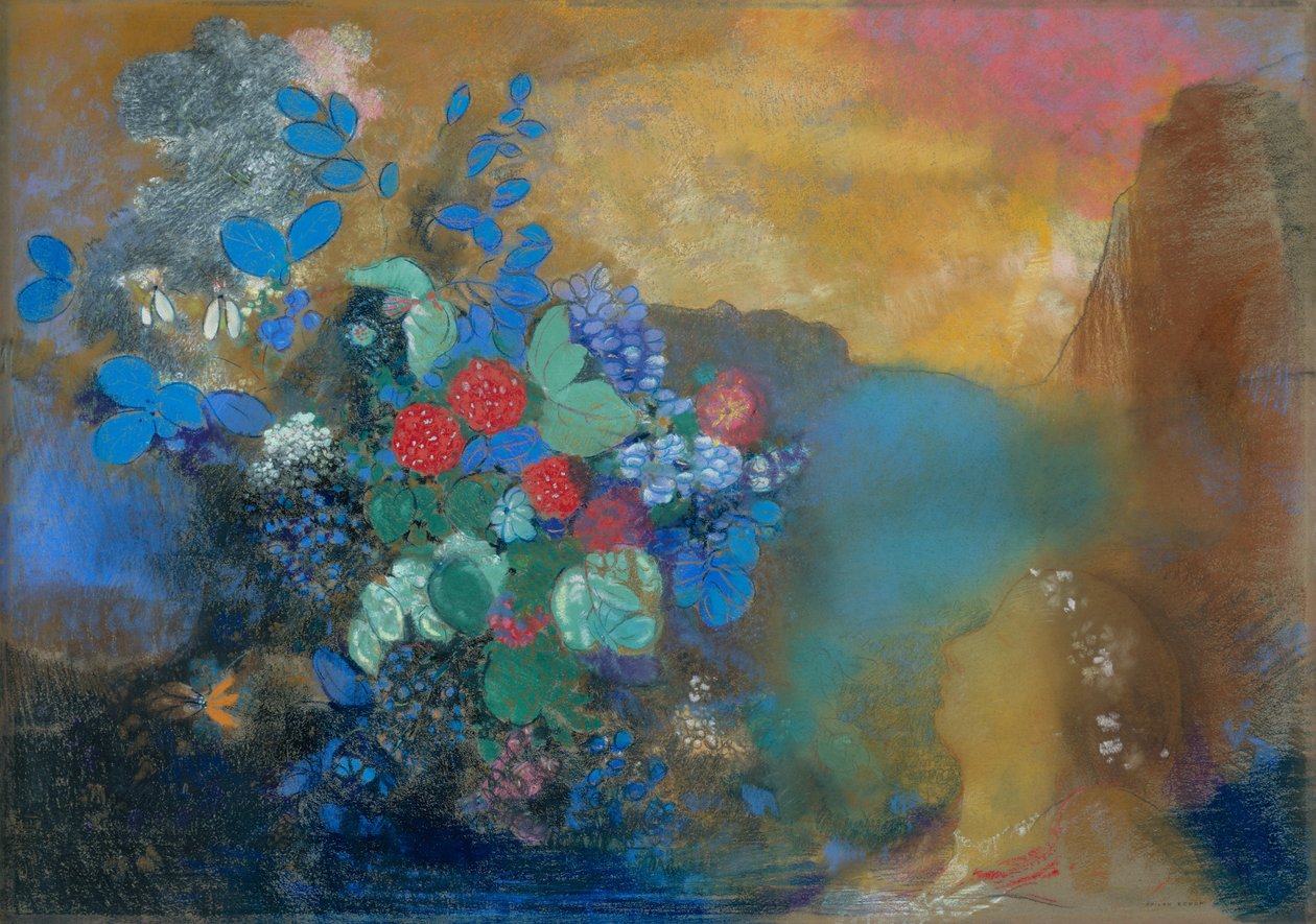 Çiçeklerin Arasında Ophelia by Odilon Redon