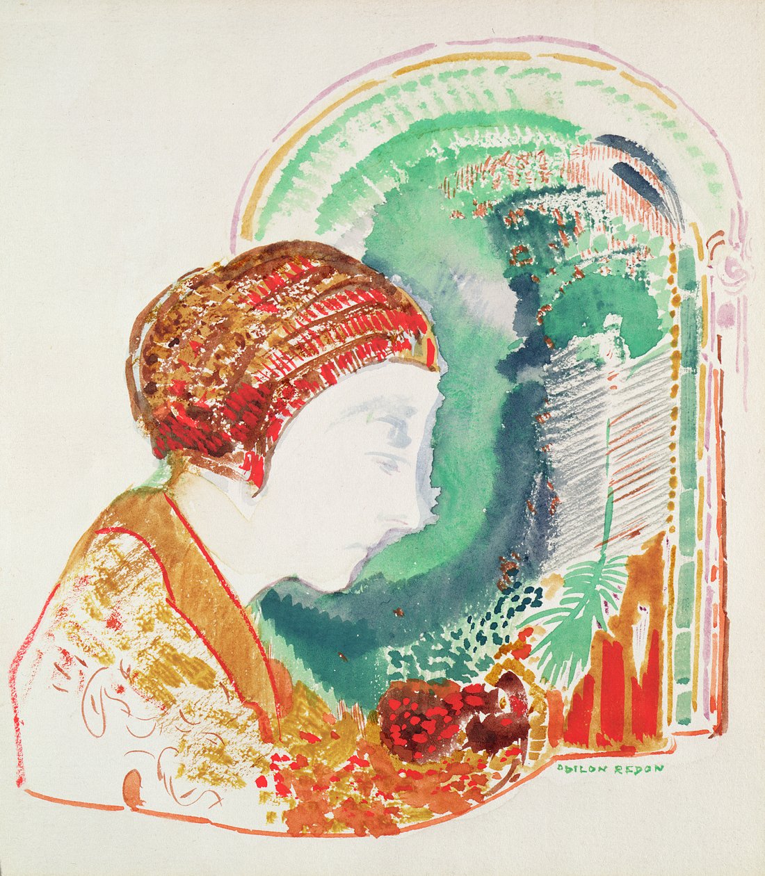Genç Bir Kızın Profili by Odilon Redon