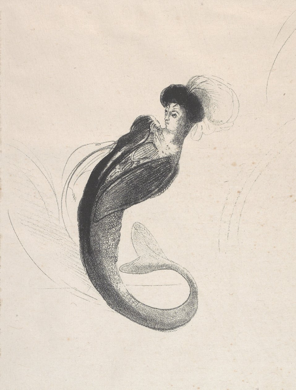 İsimsiz deneme litografisi, 1890 (dokuma kağıt üzerine lito) by Odilon Redon