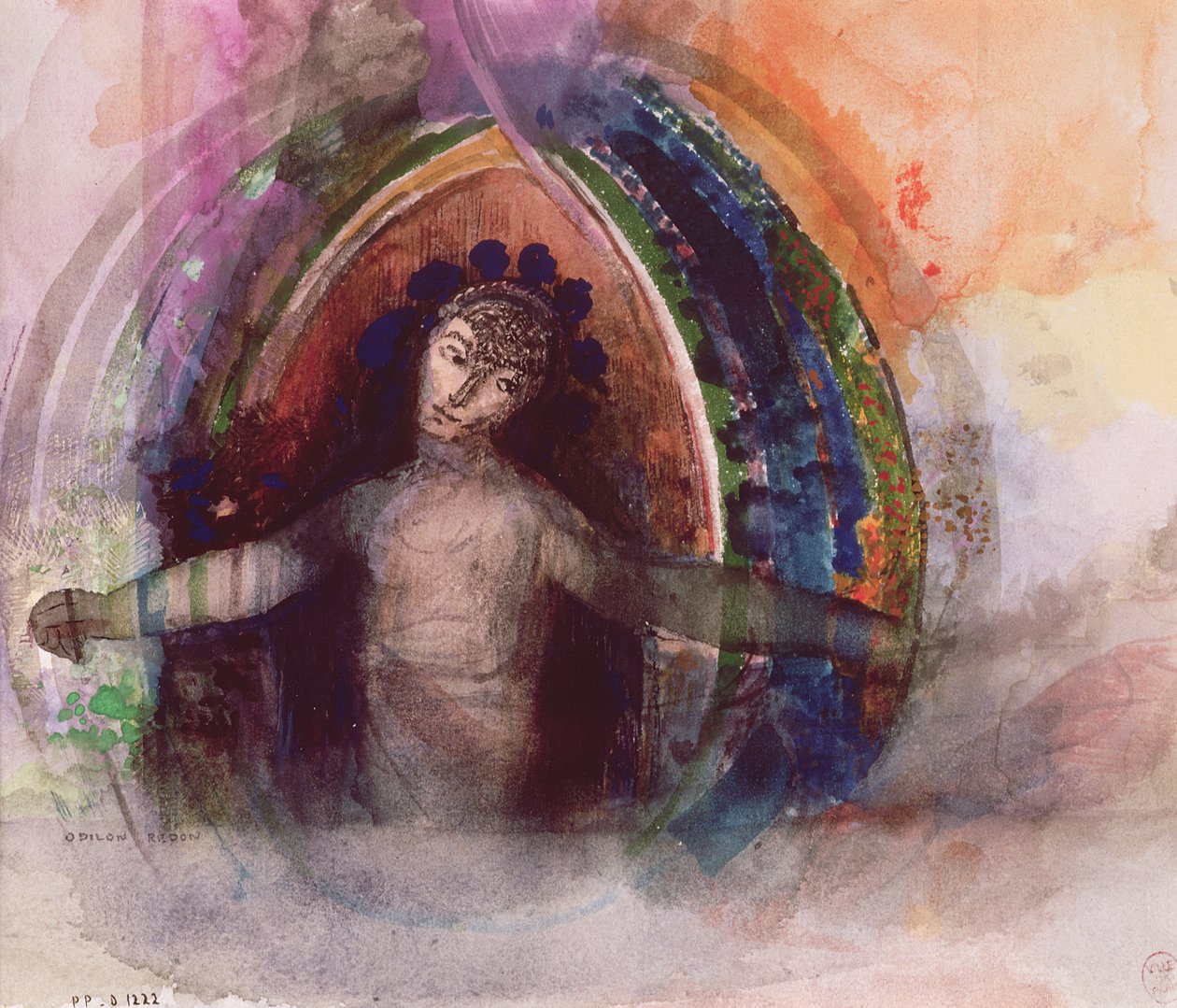 Uzanmış kolları olan kadın by Odilon Redon