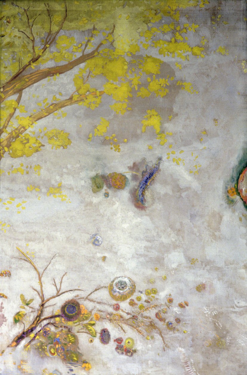 Sarı Çiçekli Dal, bir ekranın parçası, 1901 by Odilon Redon