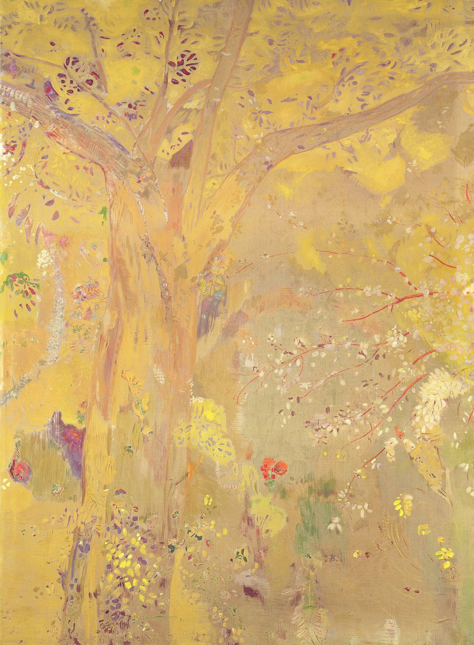 Sarı Ağaç (Domecy konutu için dekoratif panel), 1900-01 (tuval üzerine yağlı boya, tempera ve pastel) by Odilon Redon