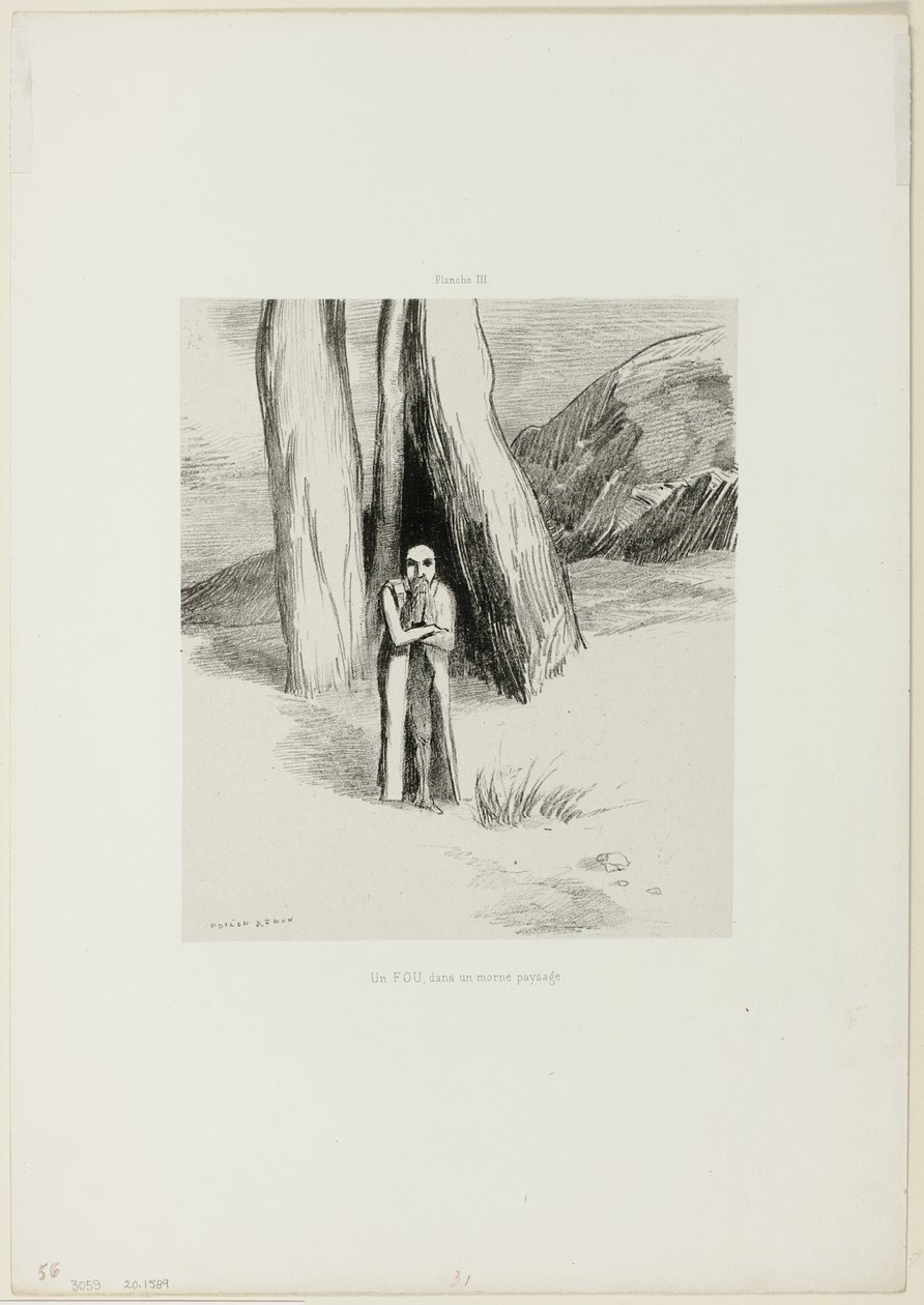 Kasvetli Bir Manzarada Bir Deli, plaka 3/6 by Odilon Redon