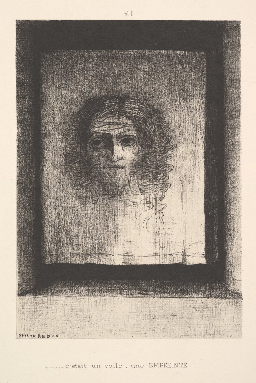 Bir Peçe, Basılı Bir Görüntü, 1891. by Odilon Redon