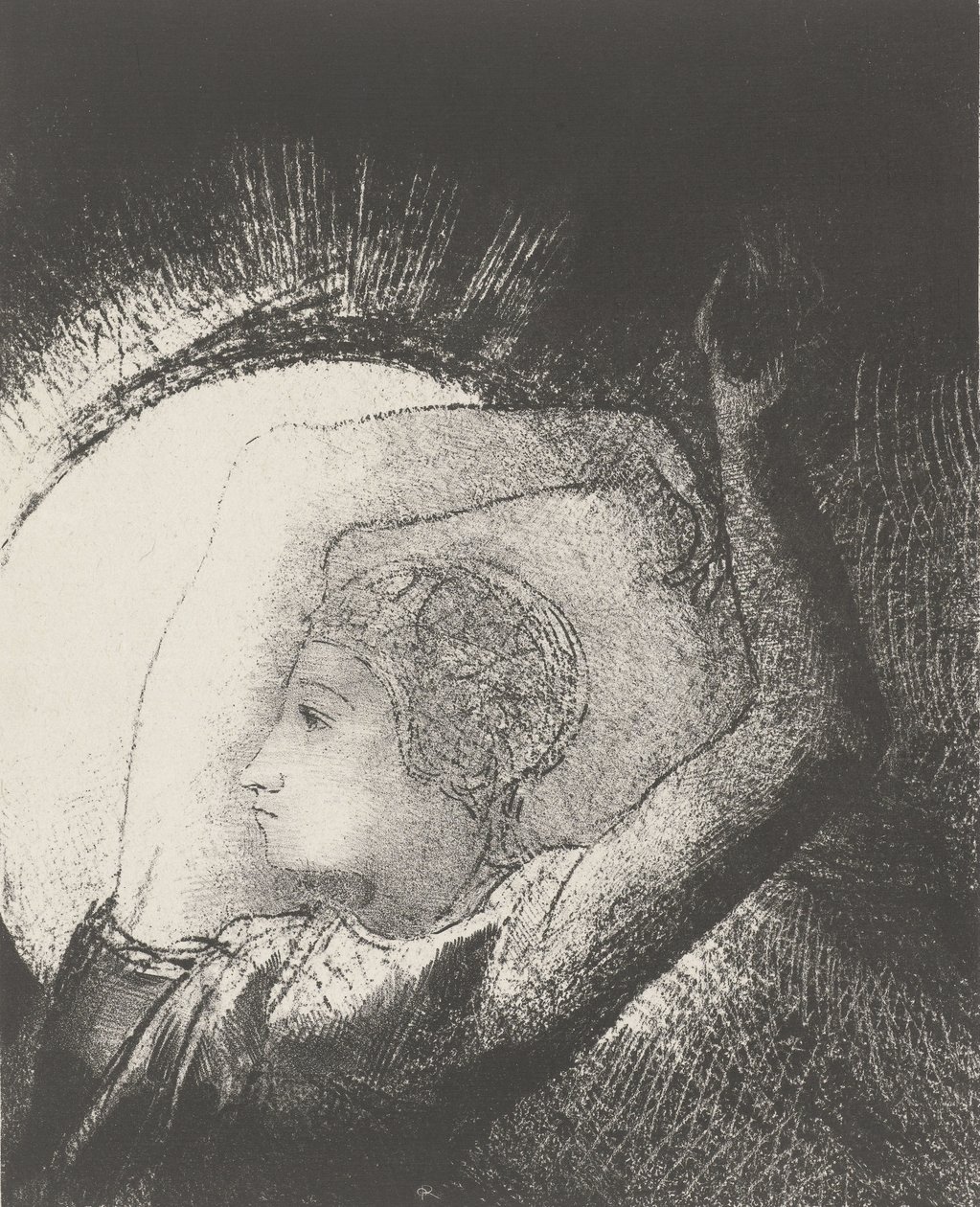 Güneşin Giyindiği Bir Kadın, 1899 (baskı) by Odilon Redon