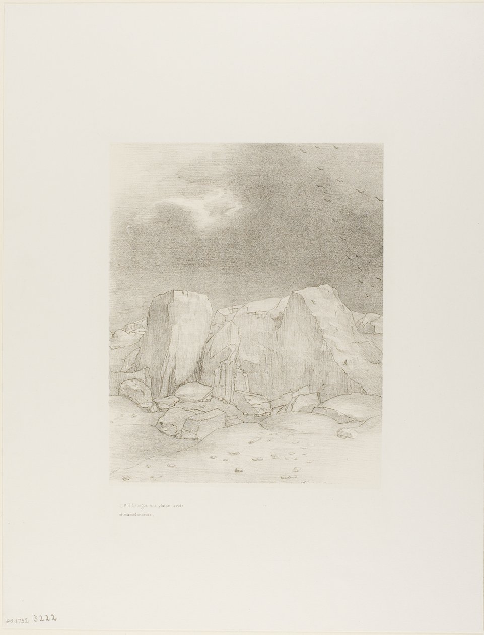 Ve Kurak, Tepelerle Kaplı Bir Ova Görüyor, levha 7/24 by Odilon Redon