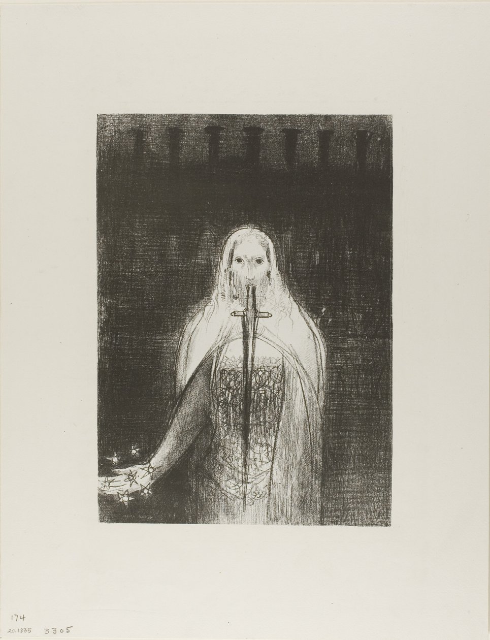 Ve Sağ Elinde Yedi Yıldız Vardı; ve Ağzından İki Kenarlı Keskin Bir Kılıç Çıktı, plaka 1/12 by Odilon Redon