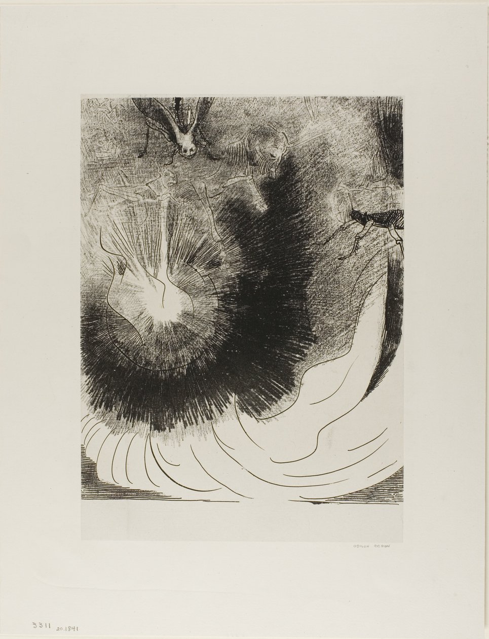 Ve Gökten Büyük Bir Yıldız Düştü, Bir Lamba Gibi Yanıyor, levha 5/12 by Odilon Redon