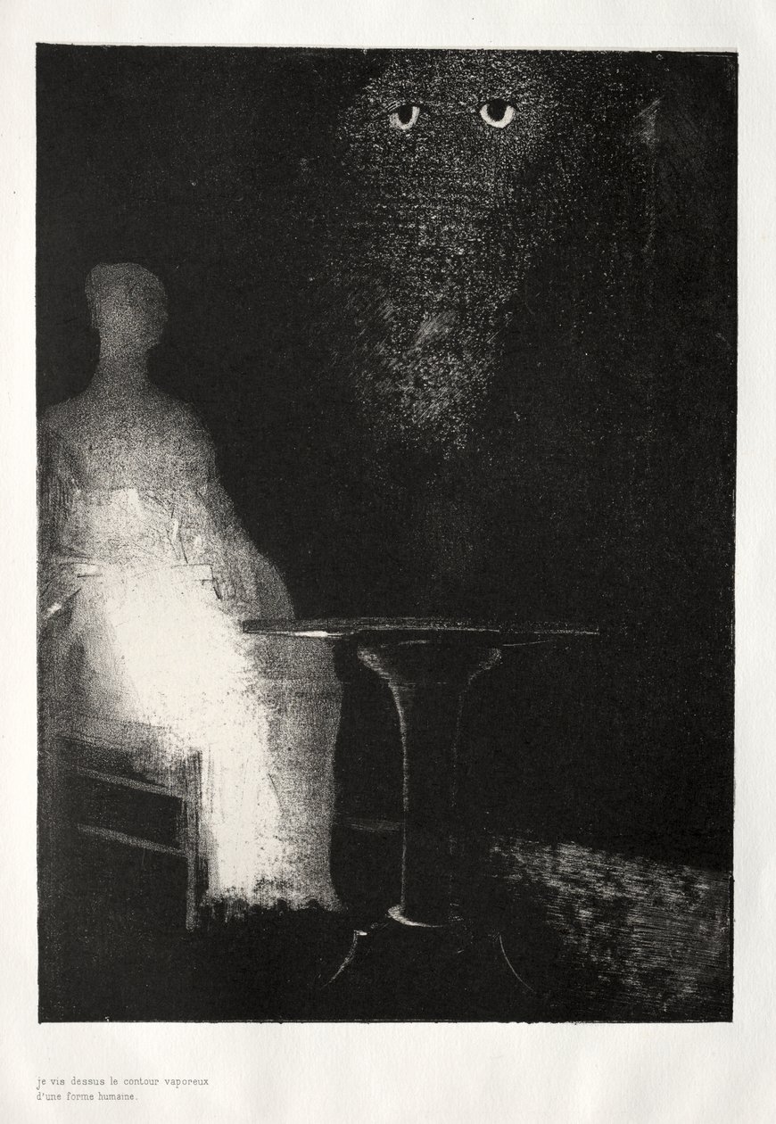 Aşağıda, Bir İnsan Formunun Buharlı Konturlarını Gördüm by Odilon Redon