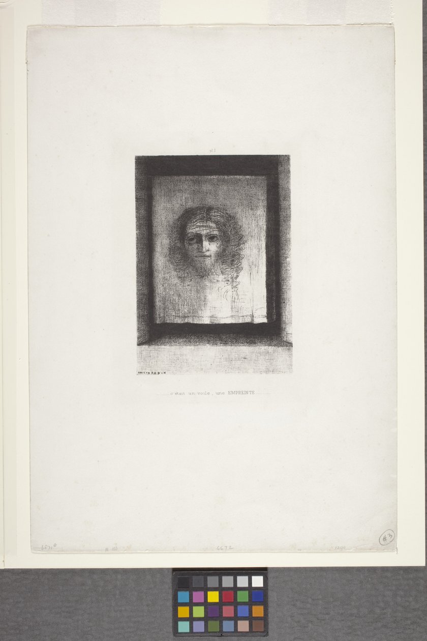 It's A Veil, A Footprint (çene aplikeli kağıt üzerine litografi) by Odilon Redon