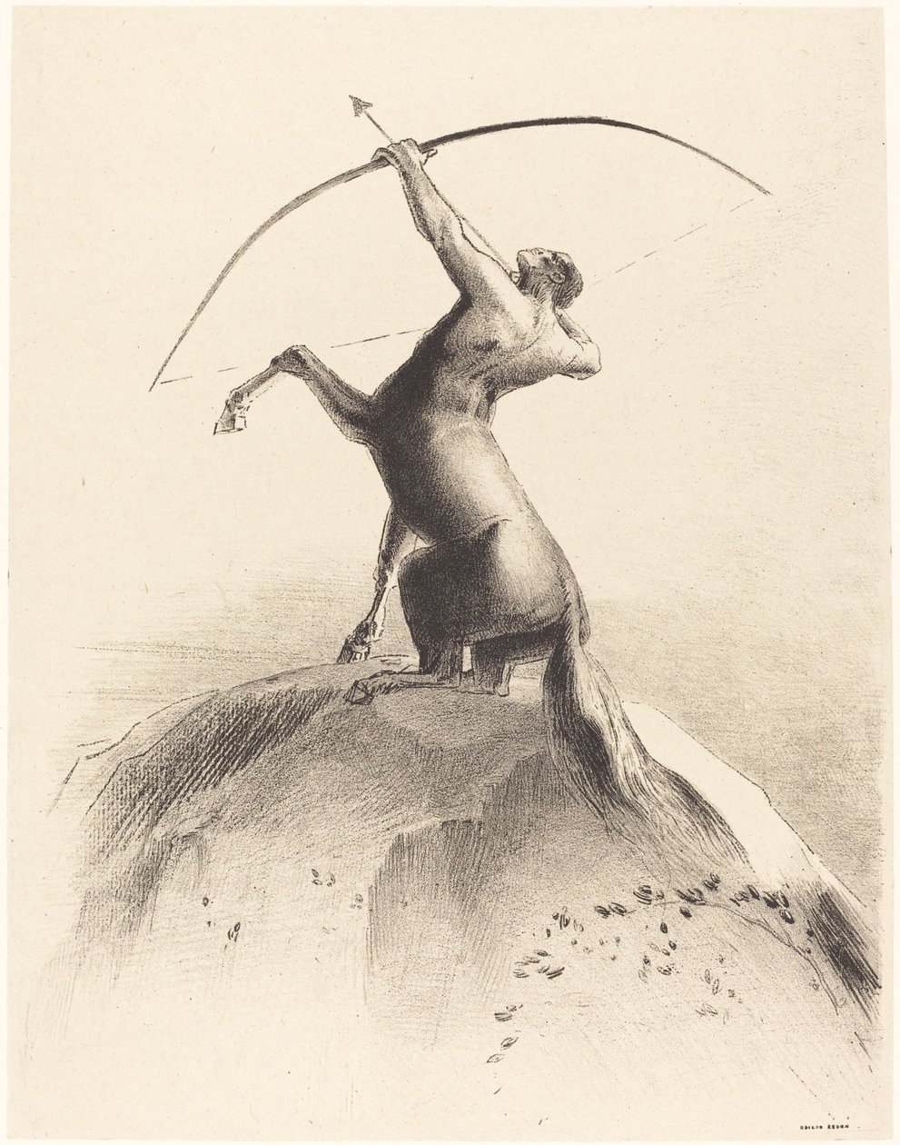 Bulutları hedefleyen centaur by Odilon Redon