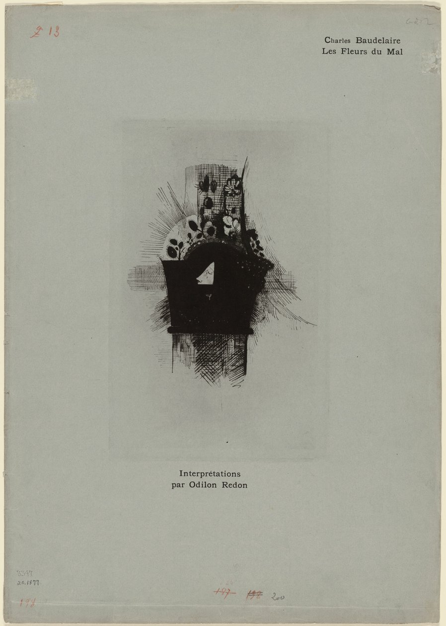 Les Fleurs du Mal için Kapak/Ön Parça, plaka 1 / 9 by Odilon Redon