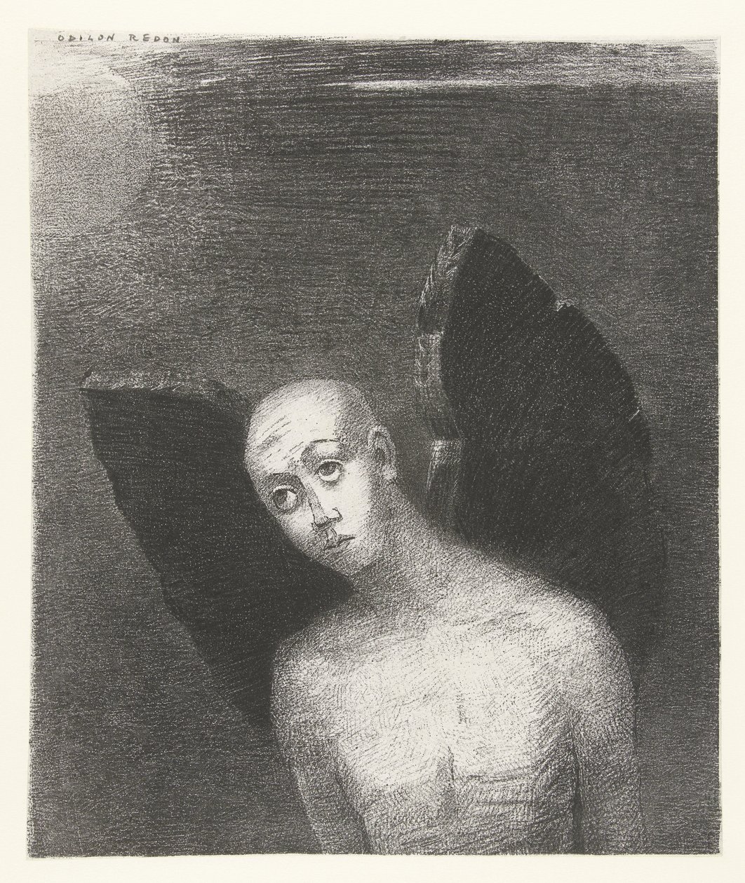 Düşmüş melek siyah kanatlarını açar L'ange perdu onvrit alors des ailes noires La Nuit (dizi adı) Gece (dizi adı) by Odilon Redon
