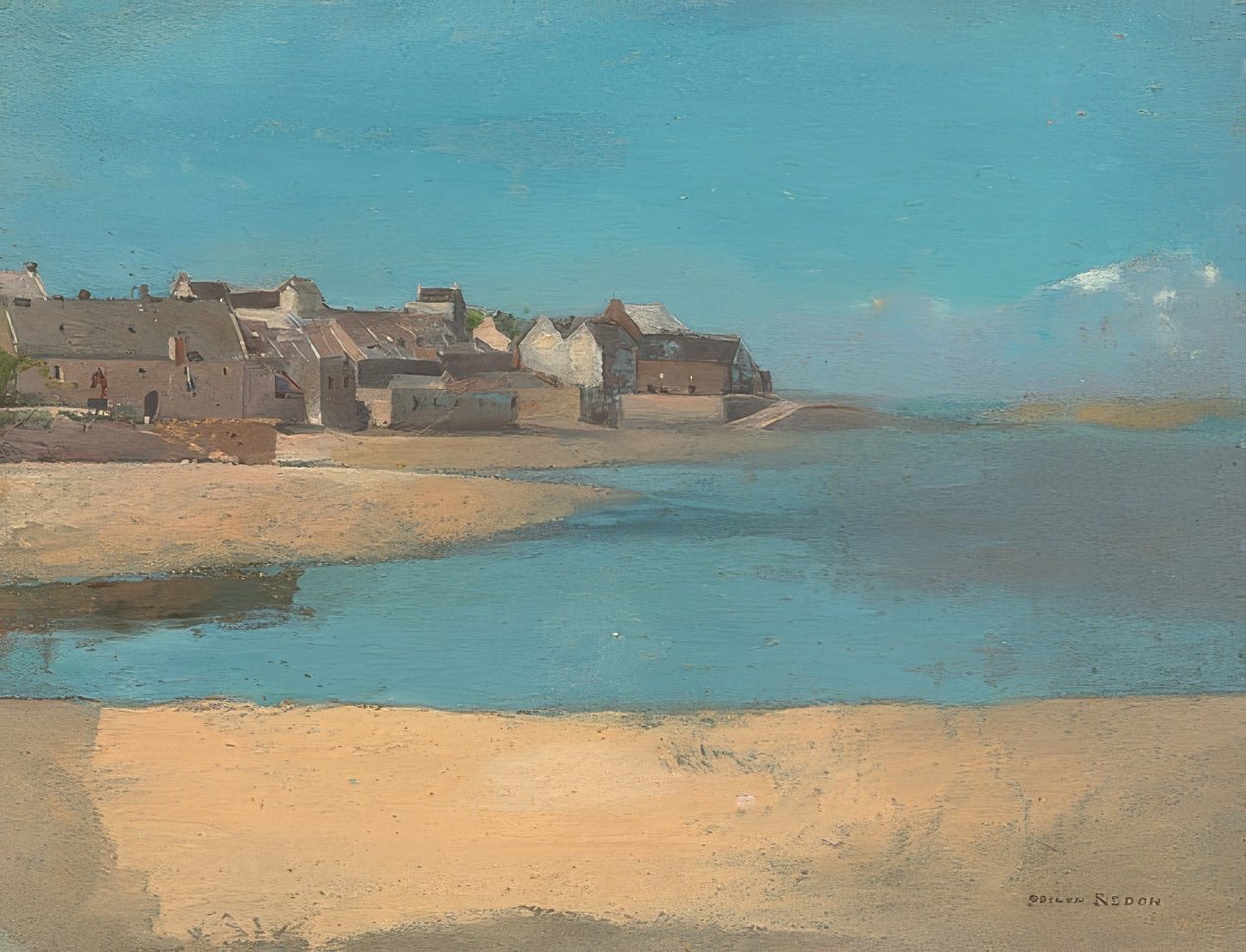 Sahil köyü, Brittany. 1880 civarında by Odilon Redon