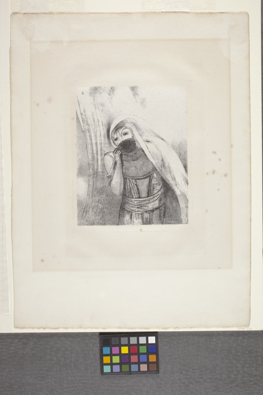 Göğsünden Tamamen Siyah Bir Sünger Çekiyor... (çine aplikeli kağıt üzerine taşbaskı) by Odilon Redon
