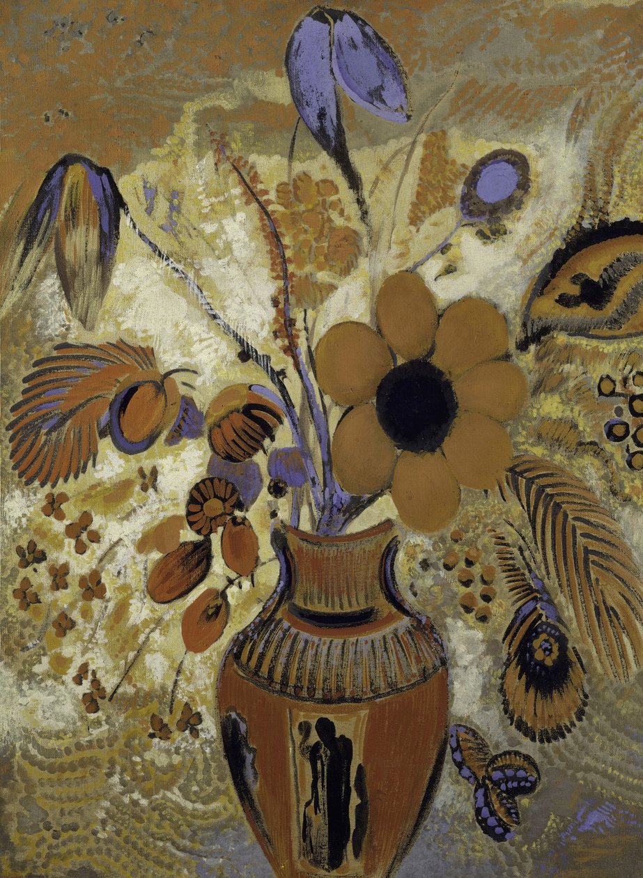 Etrüsk Çiçekli Vazo, 1900-1910. by Odilon Redon