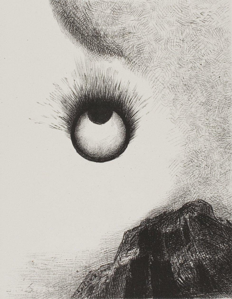 Her yer alev alev yanıyor, The Temptation of Saint Anthony'den (1. seri) 9. levha by Odilon Redon