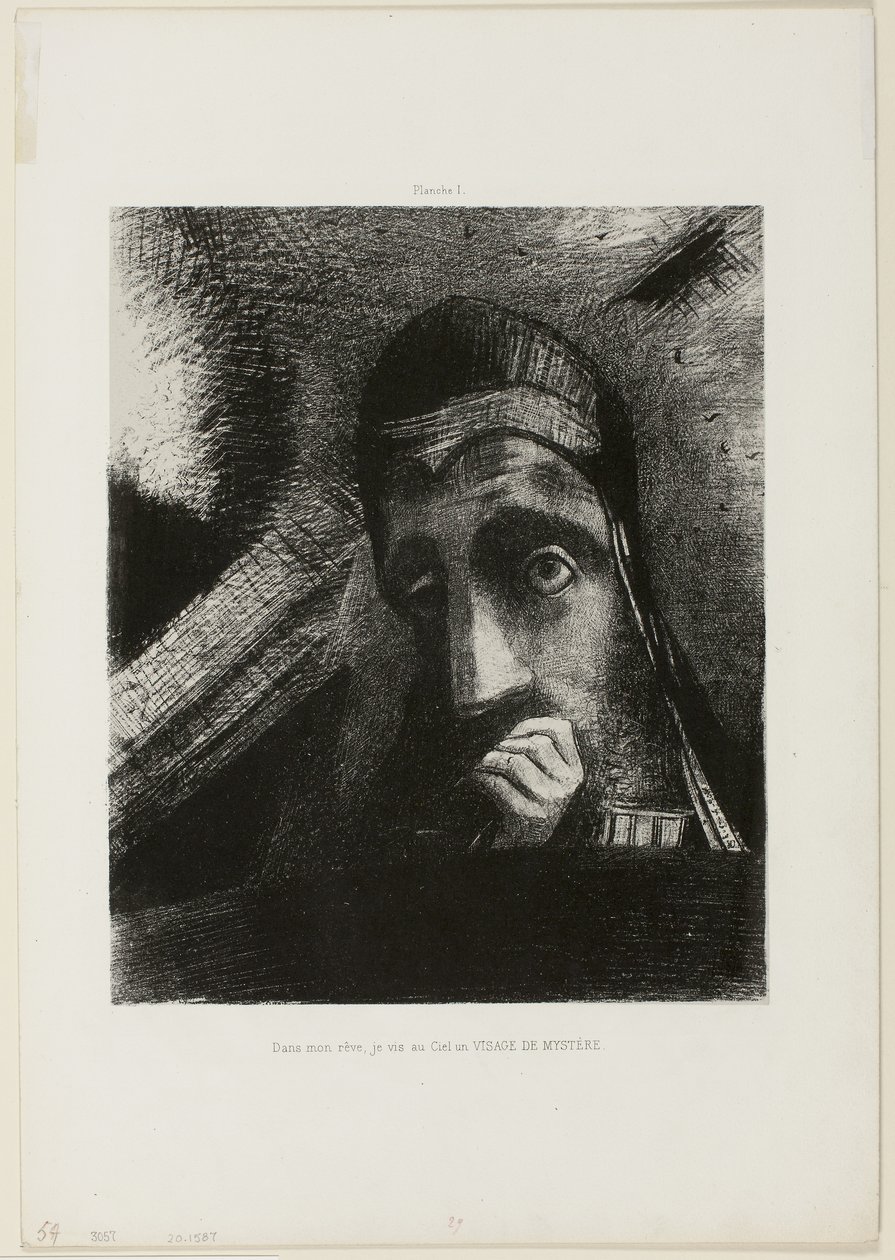 Gizemin Yüzü (Rüyamda Gökyüzünde GİZEMİN YÜZÜNÜ gördüm), Goya'ya Saygı'dan levha 1 by Odilon Redon