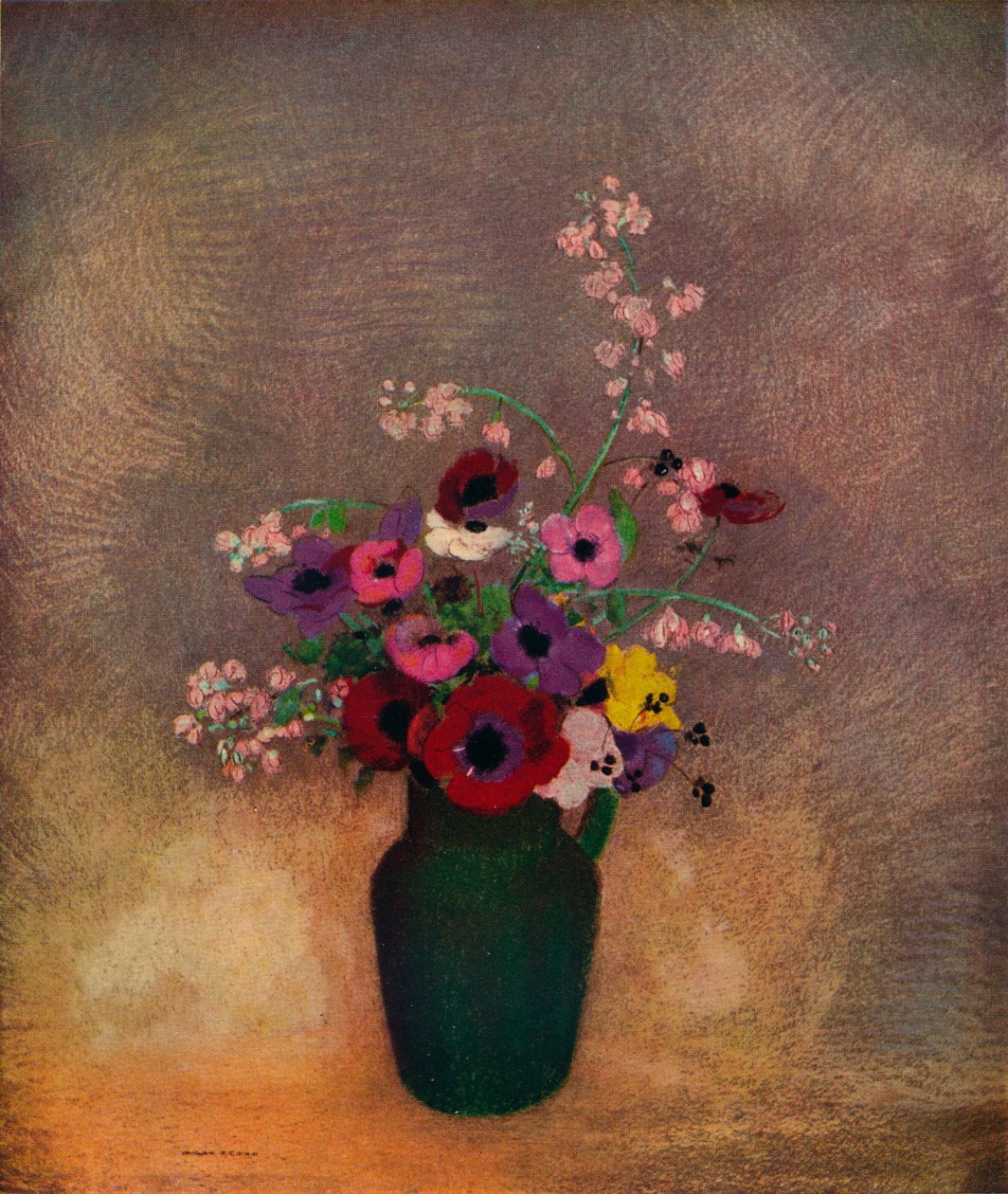 Yeşil Vazoda Çiçekler, c1910 by Odilon Redon