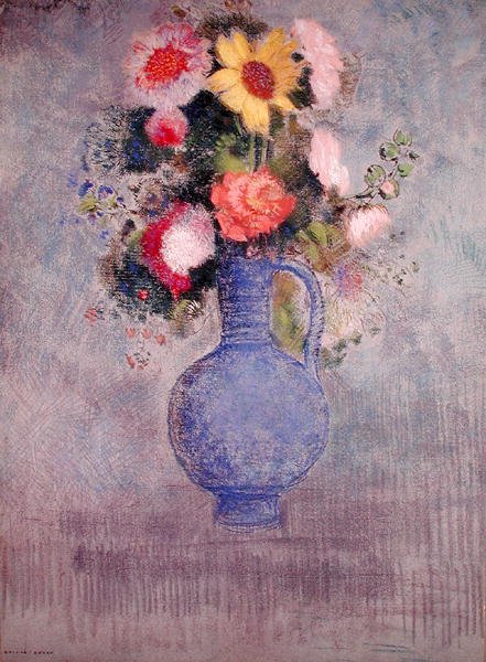 Çiçekler (kağıt üzerine pastel) by Odilon Redon