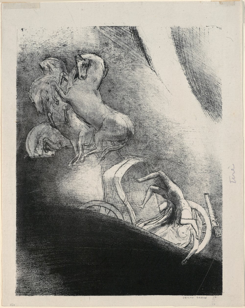 Baştan Uçuruma Düşüyor, plaka 17/24 by Odilon Redon