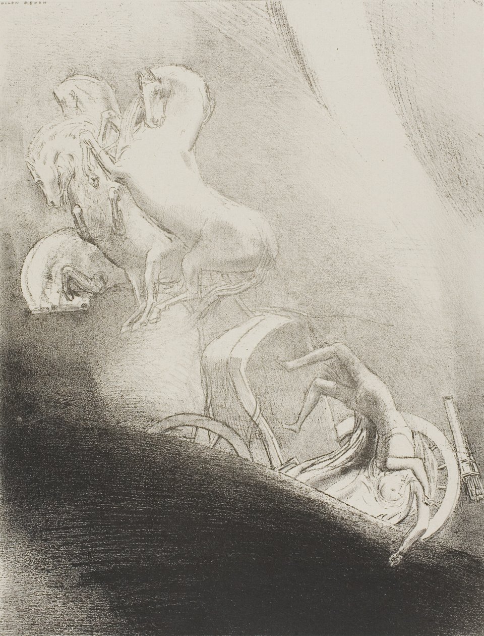Baştan Uçuruma Düşüyor, plaka 17/24 by Odilon Redon