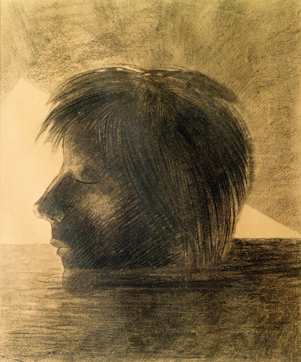 Orpheus on the Water veya The Mystic, 1880 (kağıt üzerinde karakalem ve kurşun kalem) by Odilon Redon
