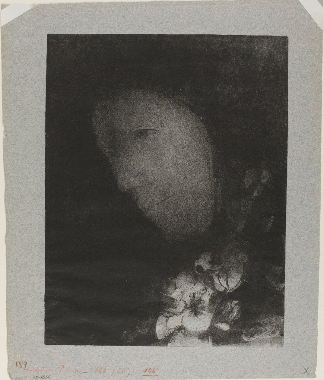 Çiçeklerden Korsajlı Kadın Başı by Odilon Redon