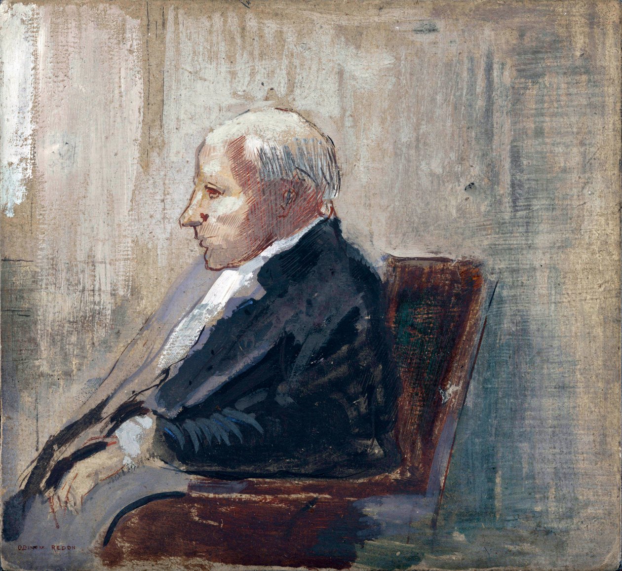 Oturan Adam - Odilon Redon (1840-1916), karton üzerine yağlı boya (21.9x23.5 cm), yaklaşık 1910 - MOMA (Modern Sanat Müzesi), New York (ABD) by Odilon Redon