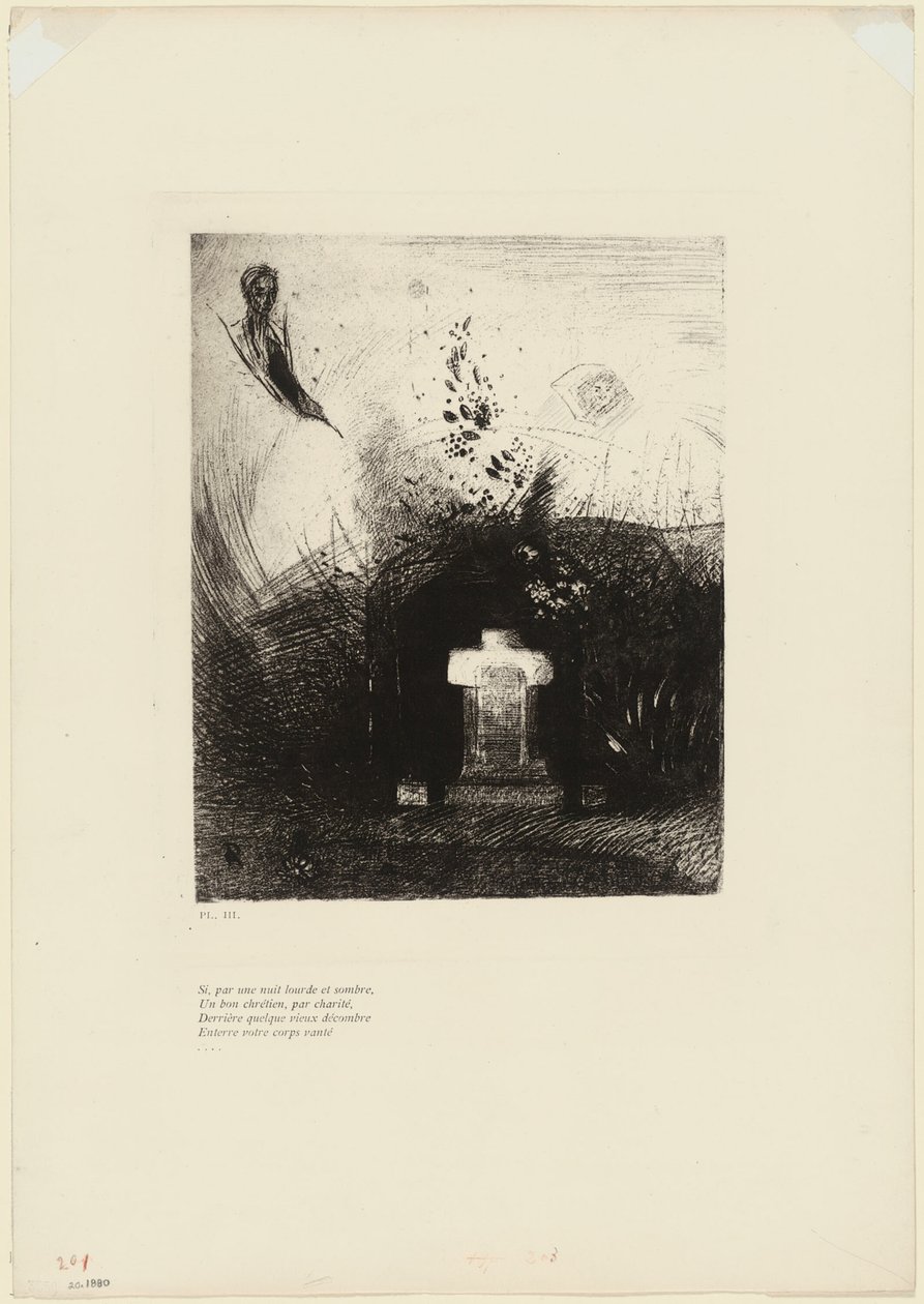 Yakın Bir Karanlık Gecede İyi Bir Hristiyan, Hayırseverlik Dışı, Eski Bir Harabenin Ardında, Kemerli Bedeninizi Gömerse, plaka 4/9 by Odilon Redon
