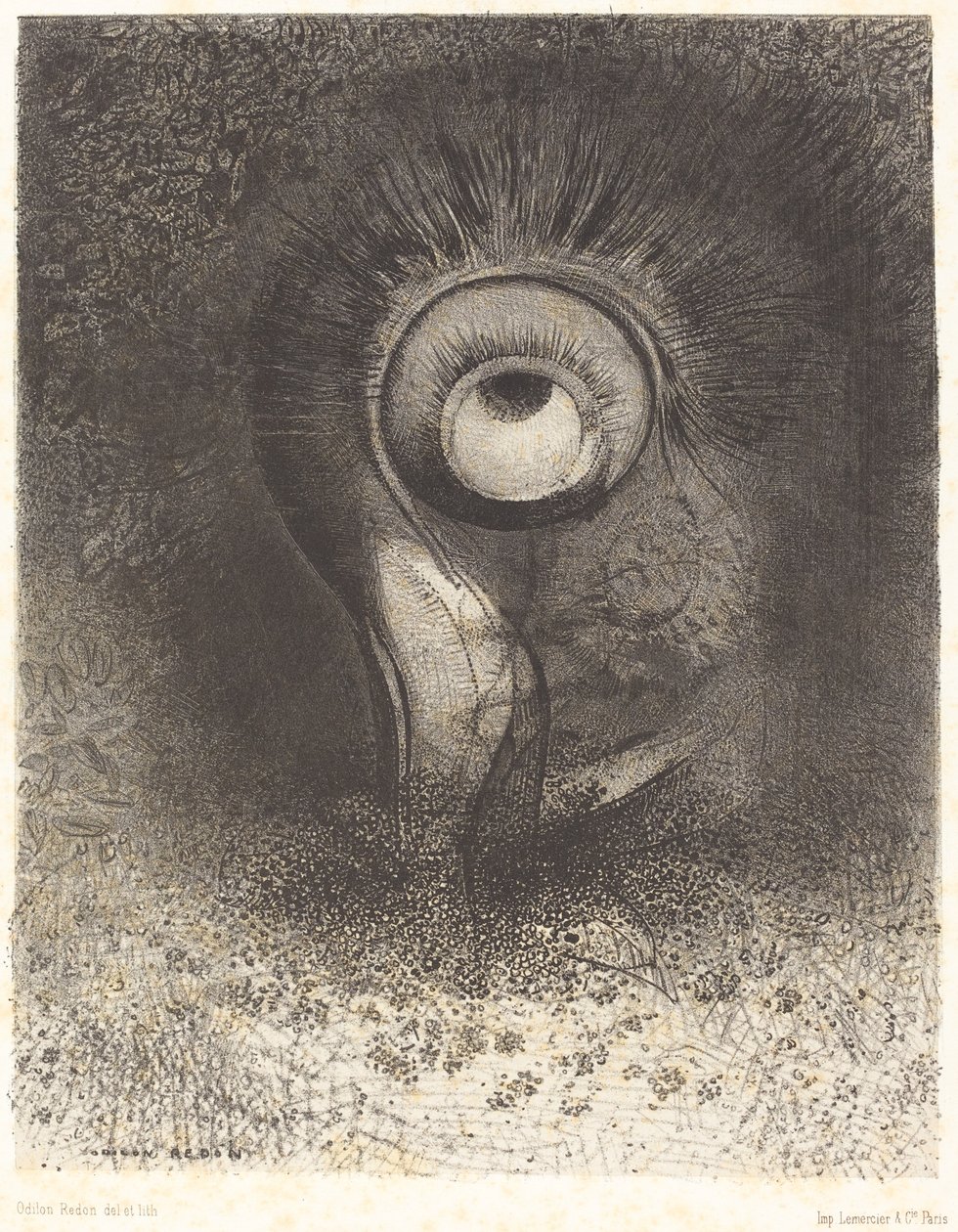 Belki de çiçekte denenen bir ilk vizyon vardı. by Odilon Redon