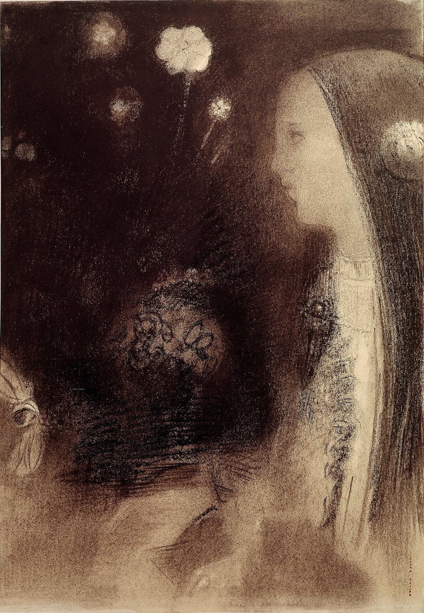 Rüyada Odilon Redon (1840-1916) 1879 Paris gravürü, özel koleksiyon by Odilon Redon