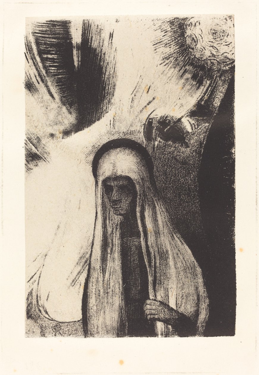 Yaşlı Kadın: Neden korkuyorsun? Büyük bir kara delik! Belki boştur? (Neyden korkuyorsun? Geniş bir kara delik! Belki boştur!) by Odilon Redon