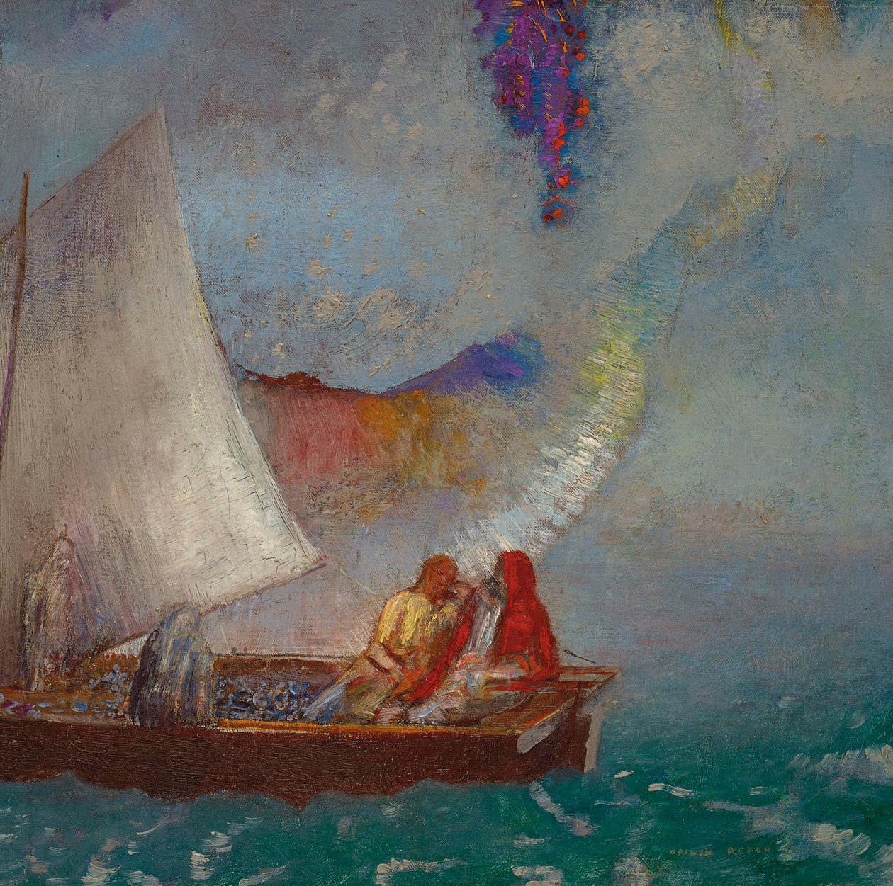 La Voile Grise, c.1900-05 (tuval üzerine yağlı boya) by Odilon Redon