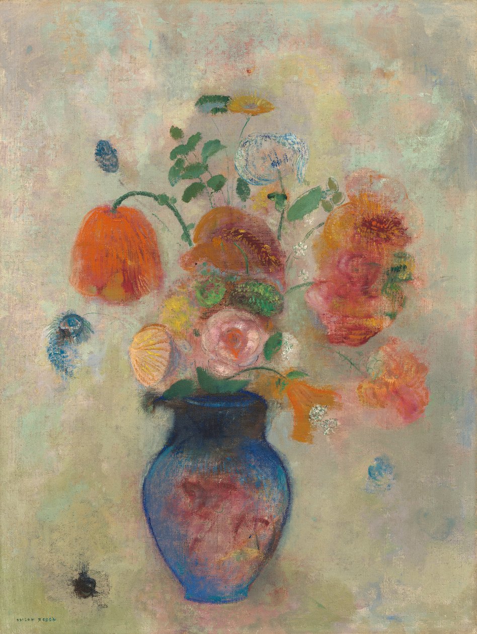 Çiçekli Büyük Vazo, 1912 civarı (tuval üzerine yağlı boya) by Odilon Redon