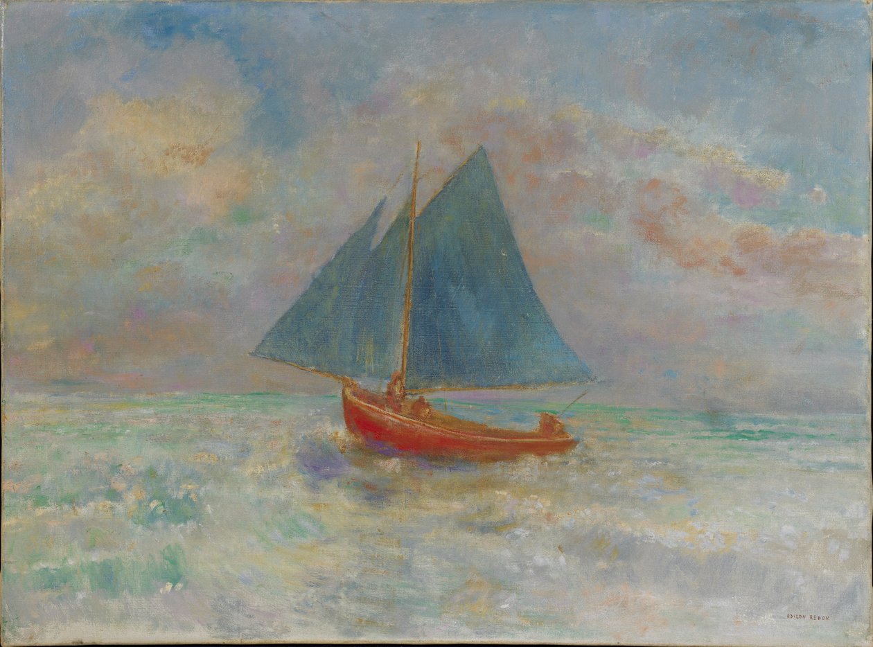 Kırmızı Tekne Kırmızı Tekne, c. 1910. by Odilon Redon