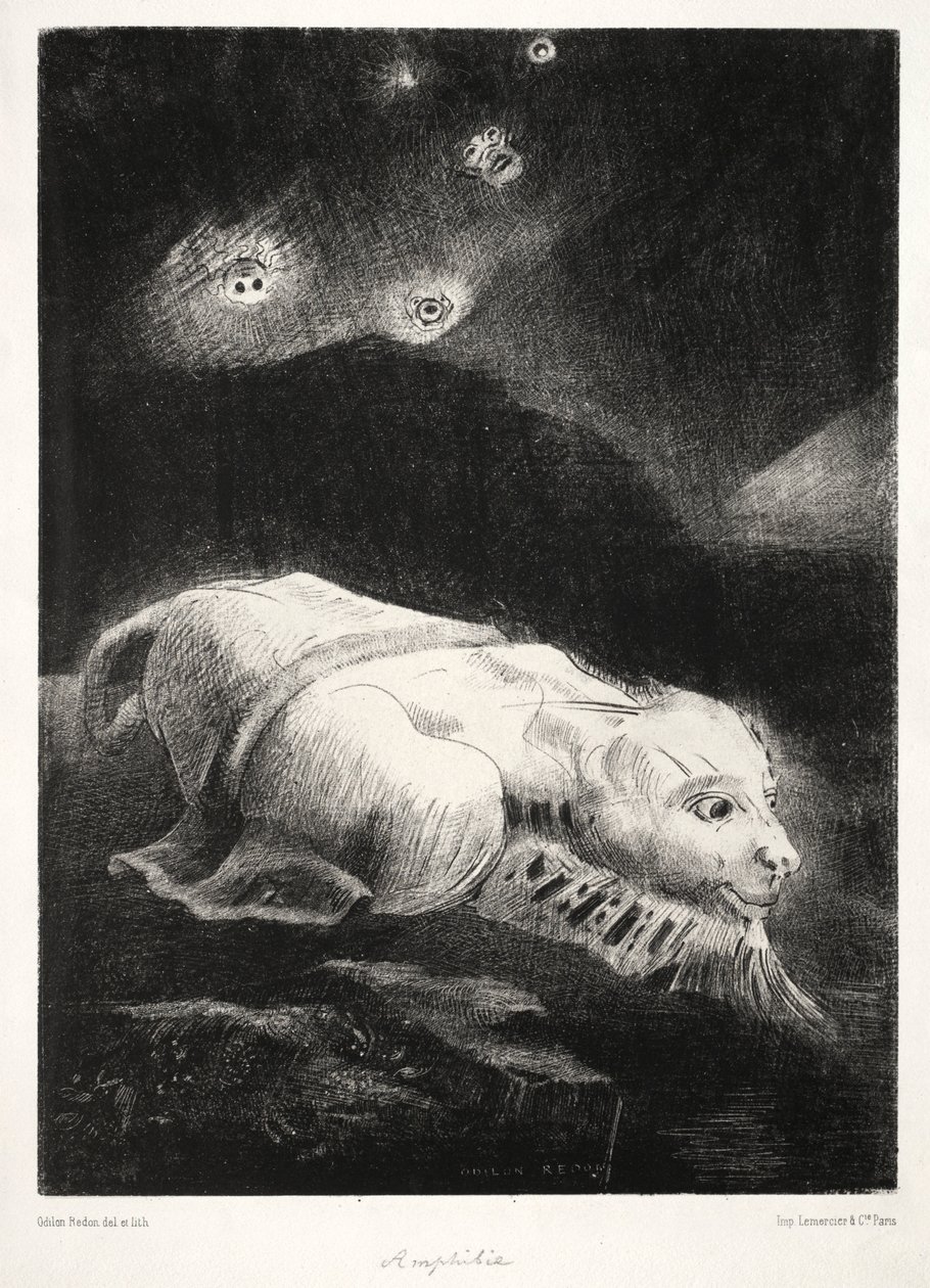 Kökenler: Hayat, Karanlık Maddenin Derinliklerinde Uyanırken, 1883. by Odilon Redon