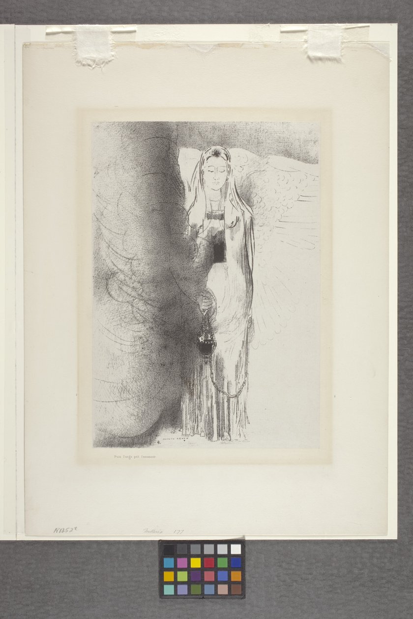Sonra L'Ange Prit L'Encensoir (çene aplikeli kağıt üzerine litografi) by Odilon Redon