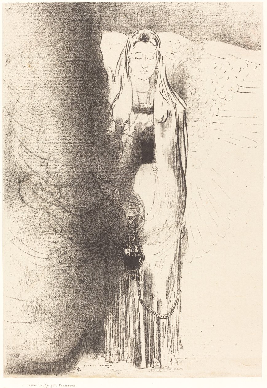Sonra melek buhurdanı aldı (Ve melek buhurdanı aldı) by Odilon Redon