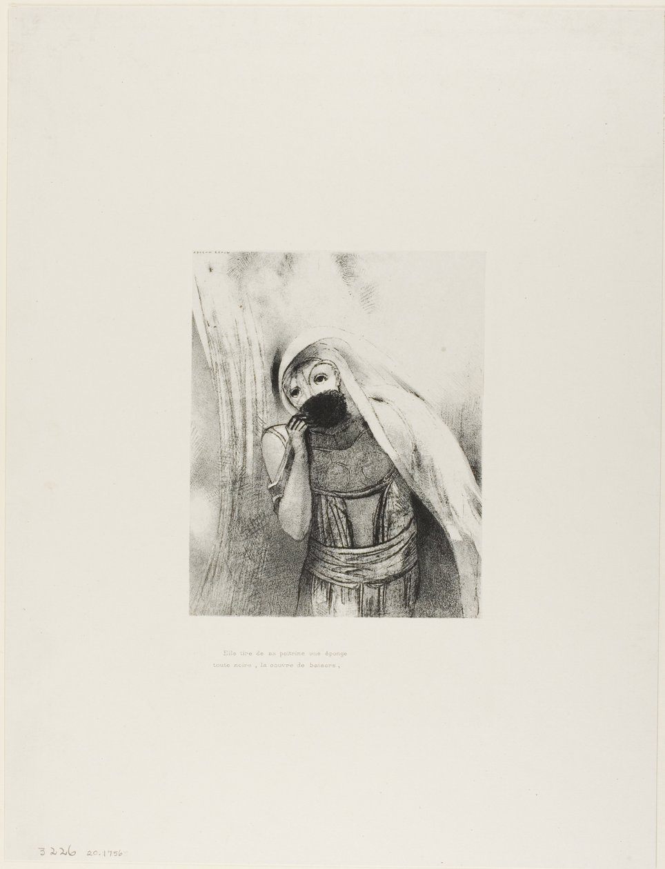 Göğsünden Kusursuz Siyah Bir Sünger Çekiyor ve Onu Öpücüklerle Kaplıyor, plaka 8/24 by Odilon Redon