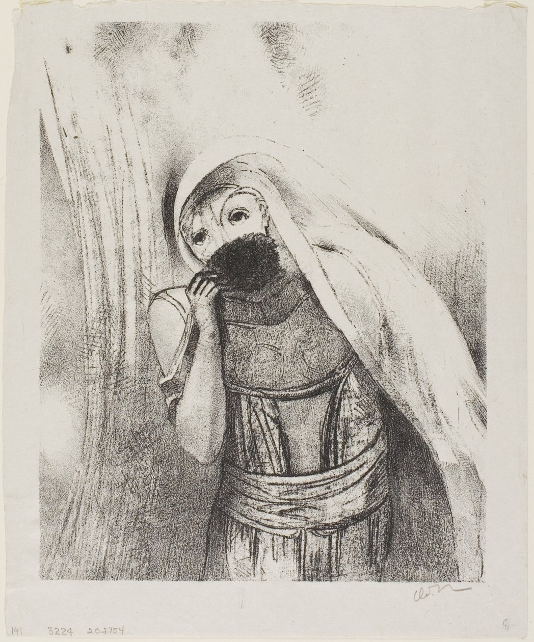 Göğsünden Kusursuz Siyah Bir Sünger Çekiyor ve Onu Öpücüklerle Kaplıyor, plaka 8/24 by Odilon Redon