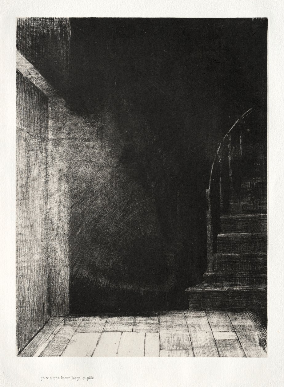 Perili Ev: İkimiz de Büyük Bir Soluk Işık Gördük, 1896. by Odilon Redon