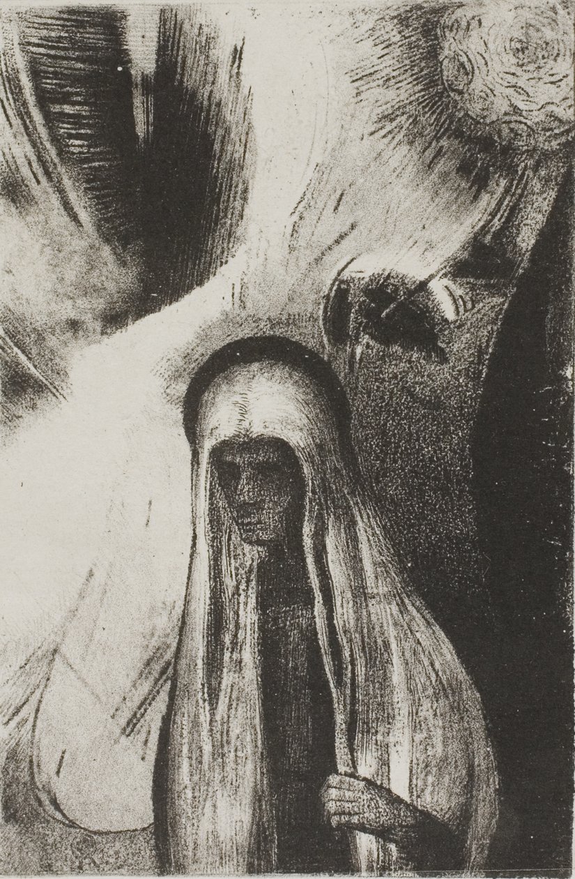 Yaşlı Kadın: Neden Korkuyorsun? Geniş Bir Kara Delik! Belki Boş mu?", levha 19/24 by Odilon Redon
