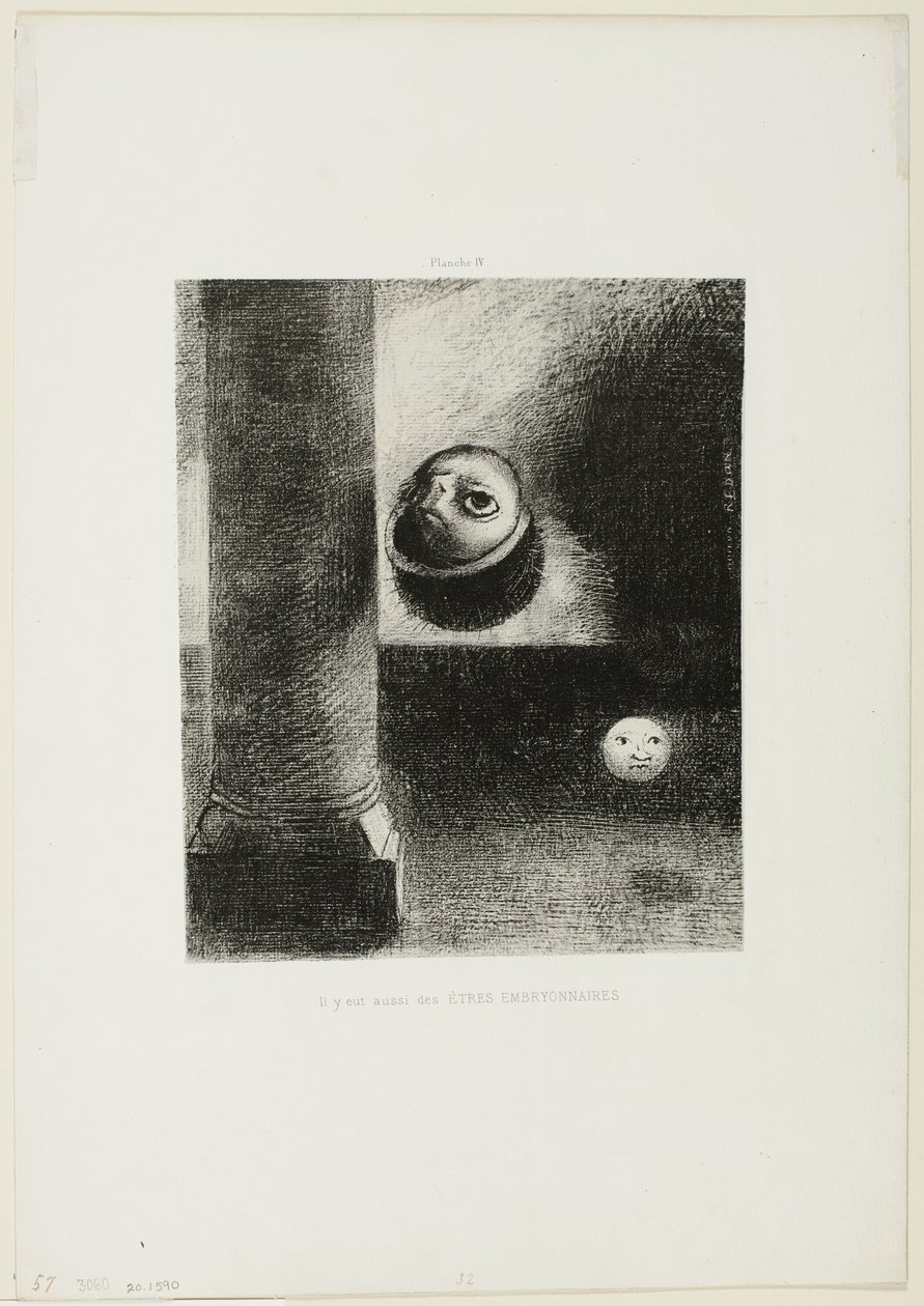 Embriyonik Varlıklar da Vardı, levha 4/6 by Odilon Redon