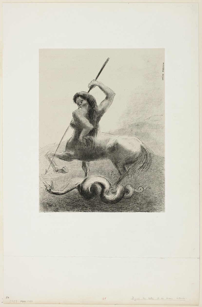 Mücadeleler ve Boş Zaferler Vardı, "Les Origines"den 6/8 numaralı plaka by Odilon Redon